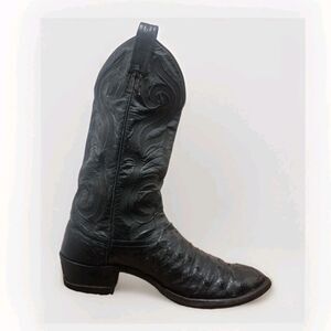 Vintage Larry Mahan Black Full Quill Ostrich Cowboy Boots Men's Size 10EE USA